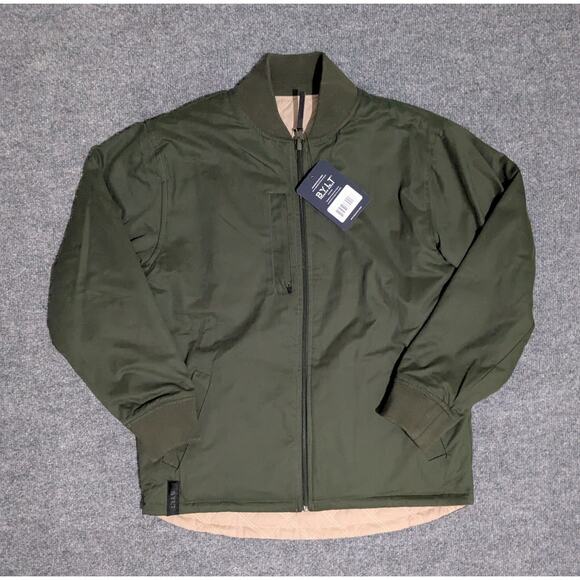 Bylt Bomber Jacket Mens Size Small Quilted Reversible Green